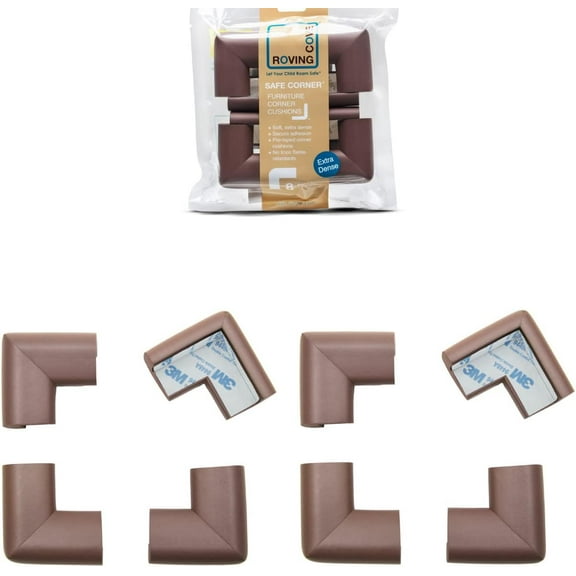 Roving Cove HeftyFit Corner Protector for Baby (4 Large Corners), Heavy-Duty Soft Rubber Foam Furniture Corner Bumper Guards, 3M Adhesive Pre-Taped, Onyx Black