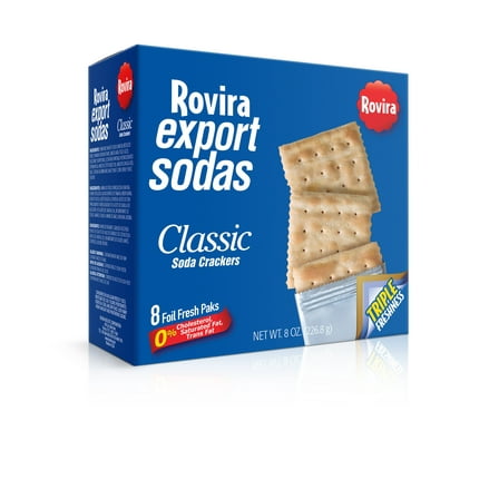 Rovira Export Classic Soda Crackers, 8oz Carton Box