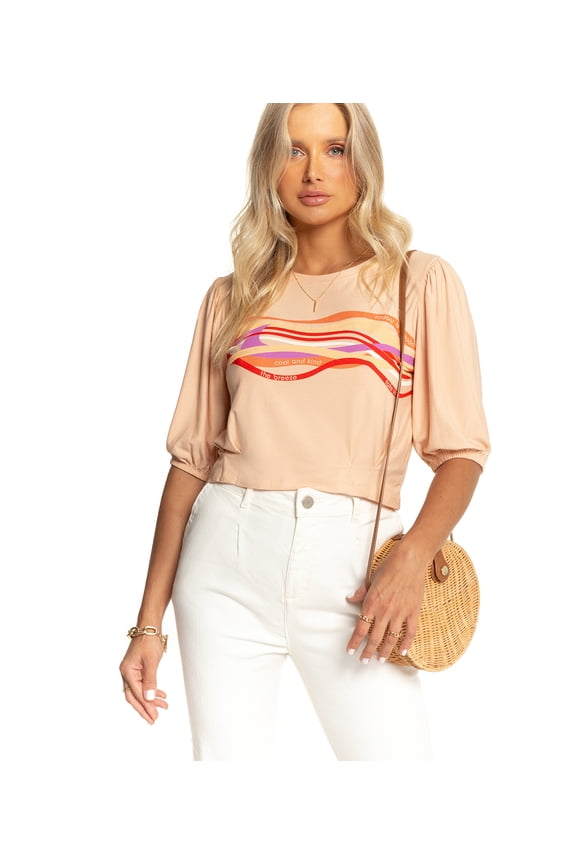 Endless Collection Women's Cropped Blouse (Coral, Large)