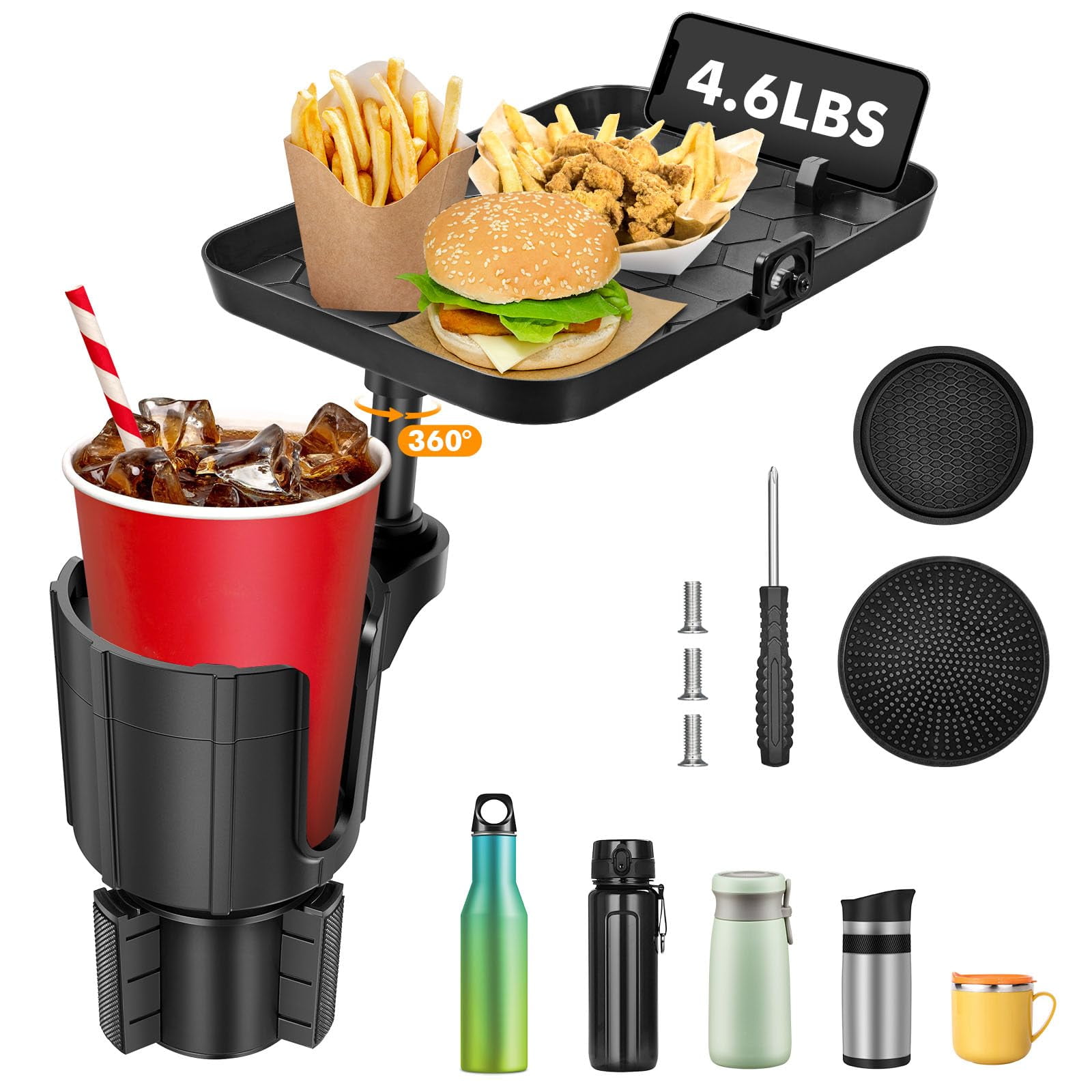 Rovtop Car Cup Holder Extender with Tray, 3 in 1 Big Cup Organizer with ...