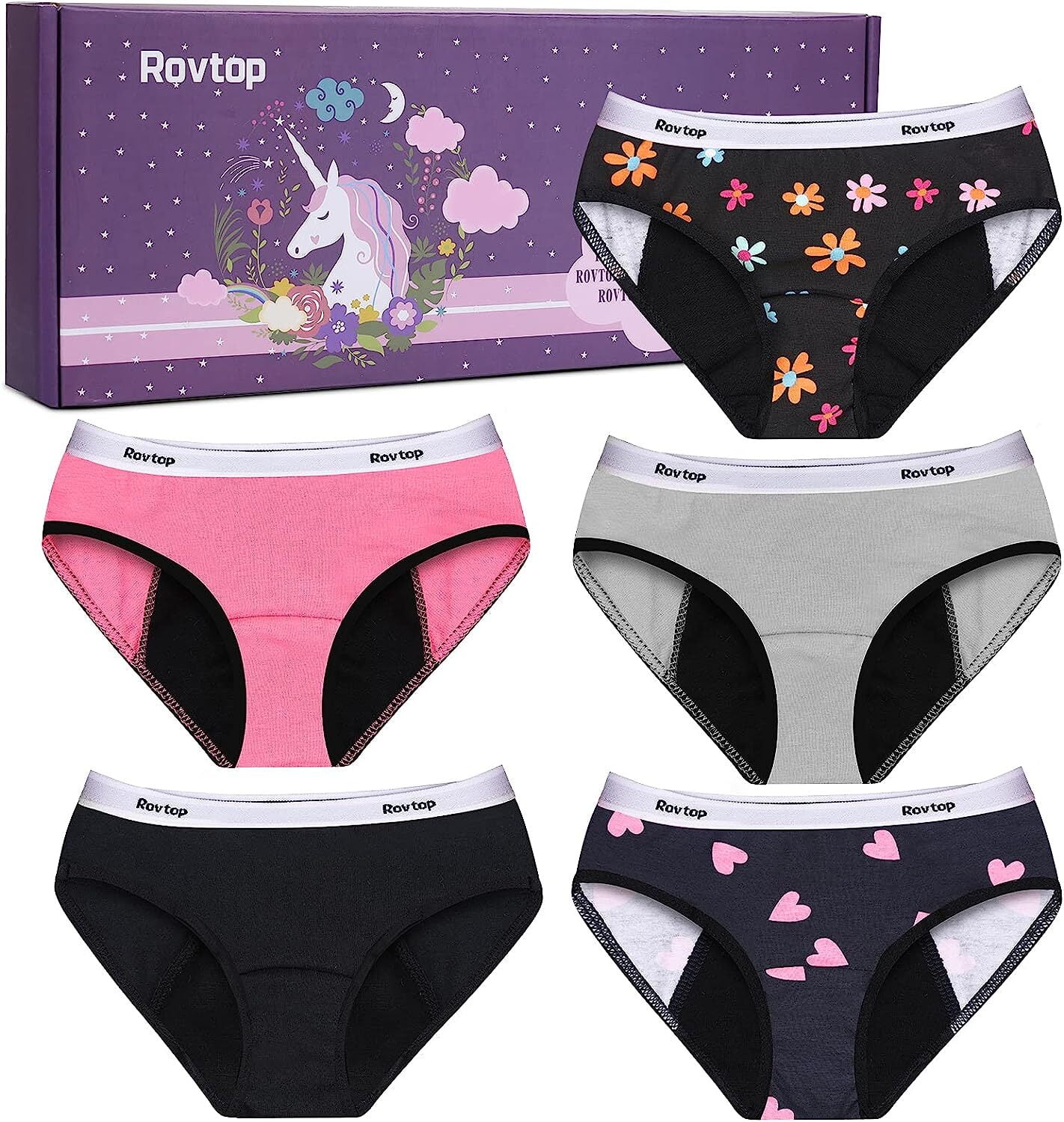 TQWQT Teen Big Girls Frist Period Panties Cotton Menstrual Underwear  Leak-Proof Protective Briefs Pack of 6 