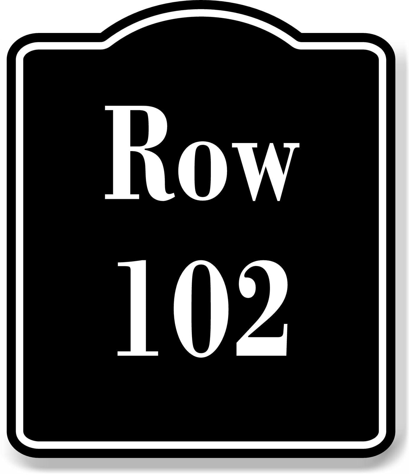 Row 102 Aisle BLACK Aluminum Composite Sign, 20