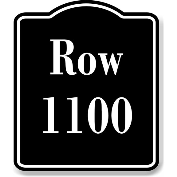 Row 1100 Aisle BLACK Aluminum Composite Sign, 8.5"x10"
