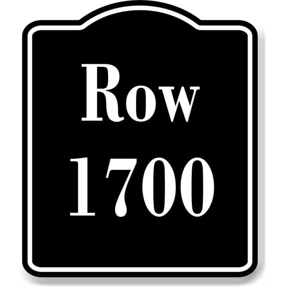 Row 1700 Aisle BLACK Aluminum Composite Sign, 8.5"x10"