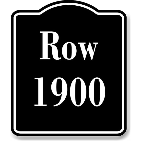 Row 1900 Aisle BLACK Aluminum Composite Sign, 8.5"x10"