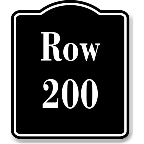 Row 200 Aisle BLACK Aluminum Composite Sign, 20"x24"