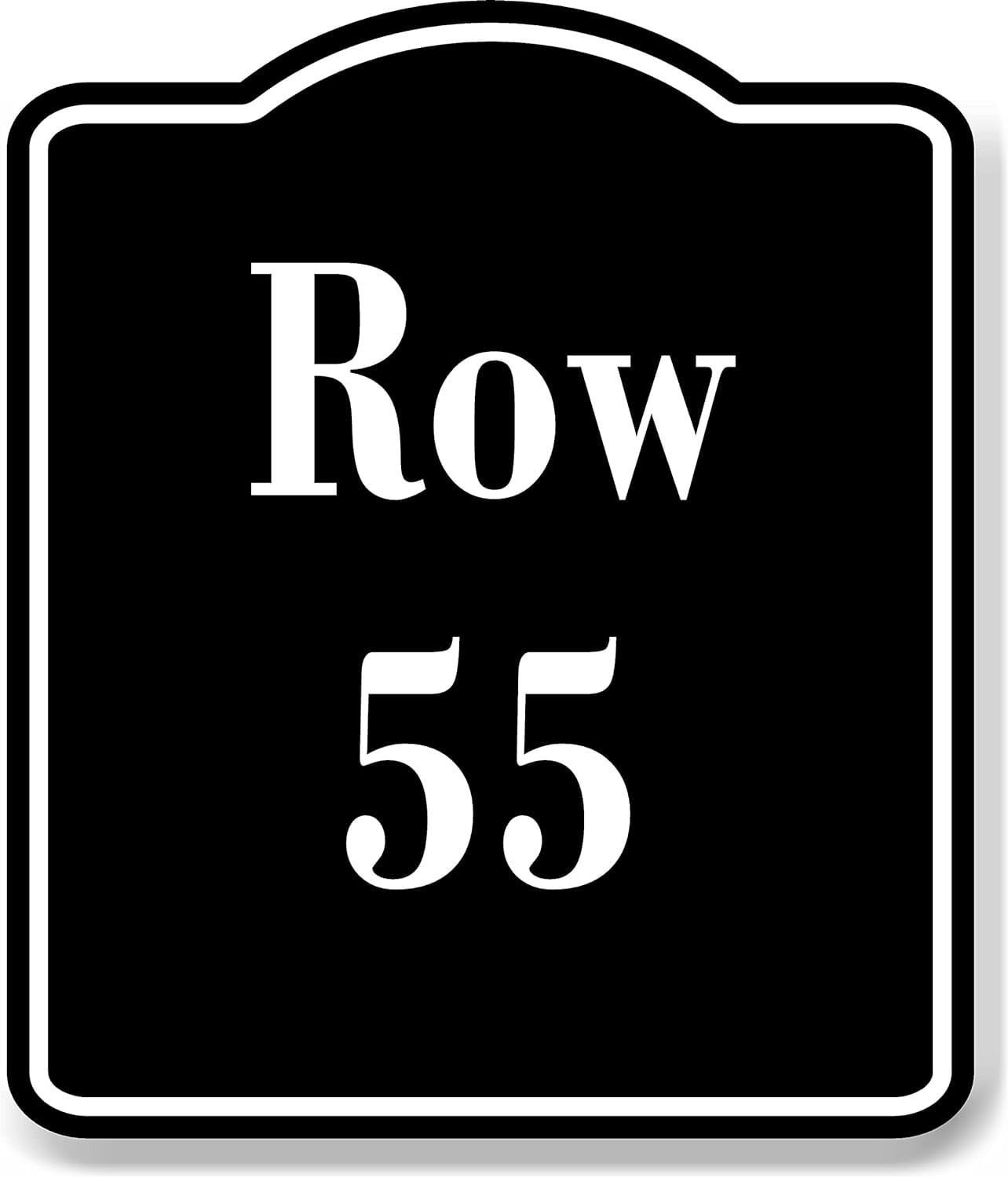 Row 55 Aisle BLACK Aluminum Composite Sign, 8.5