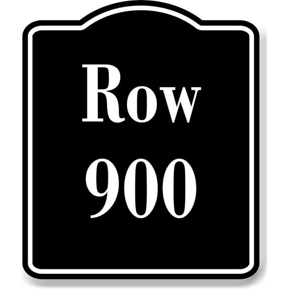 Row 900 Aisle BLACK Aluminum Composite Sign, 15"x18"