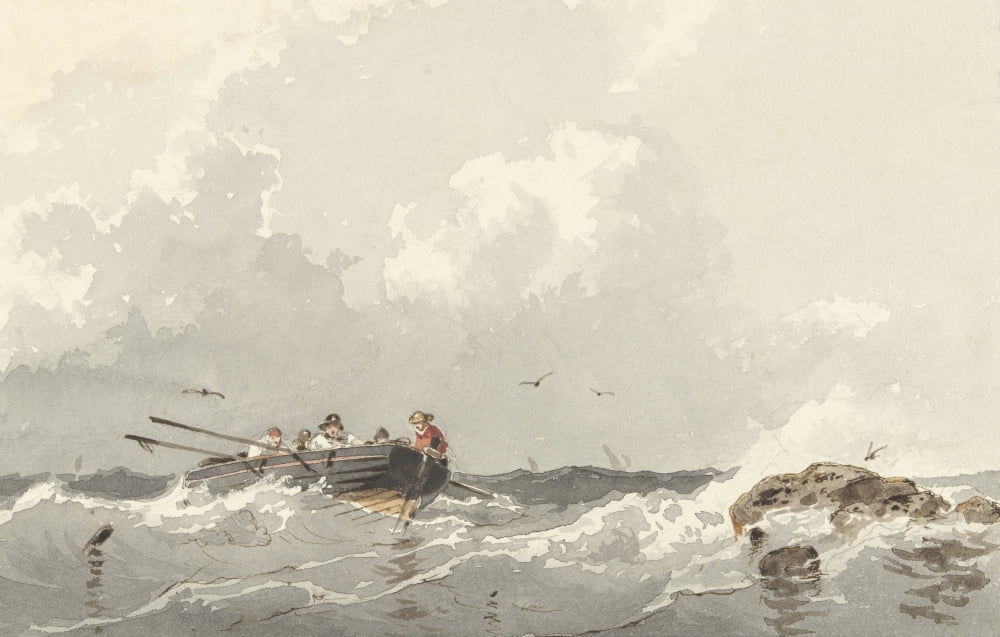 Row Boat At Sea Canvas Art - (24 x 18)