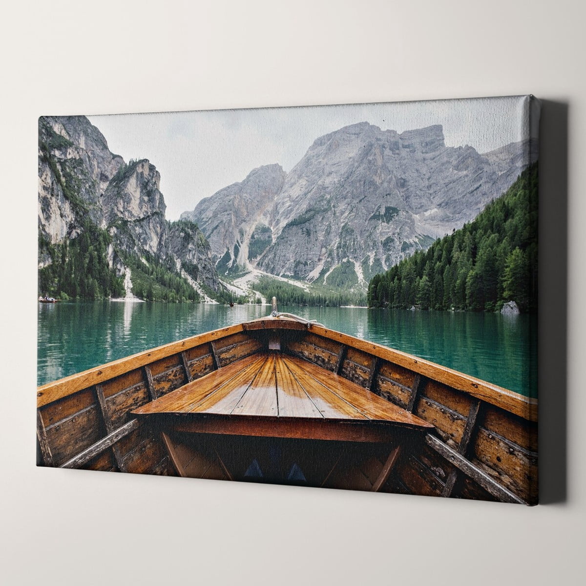 Row Boat On Lake With Mountain Landscape Wall Art Print, Coastal Living ...