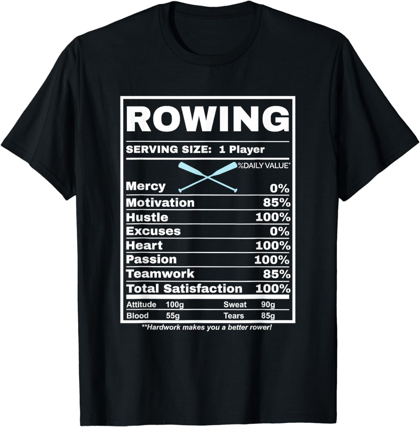 Row Boats Rowing Nutrition Facts Rower Team Rowing Gear TShirt
