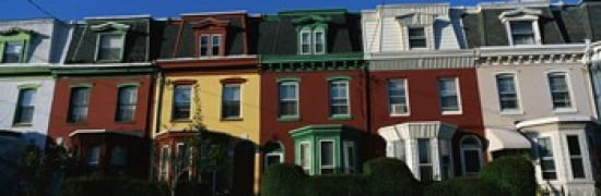 Row Houses Philadelphia PA Canvas Art - Panoramic Images (36 x 12)