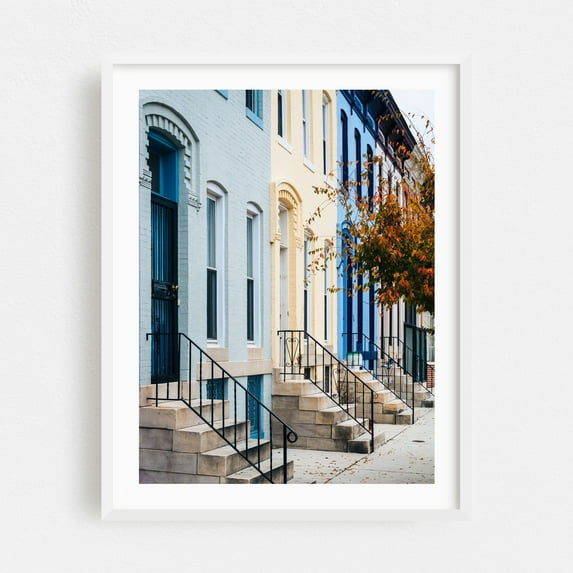 Row Houses on 26th - Baltimore Maryland Photography White Framed Wall Art Print 16 x 20 inches