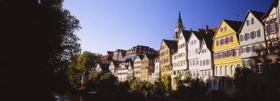 Row Of Houses In A City Tuebingen Baden-Wurttemberg Germany Canvas Art - Panoramic Images (36 x 13)