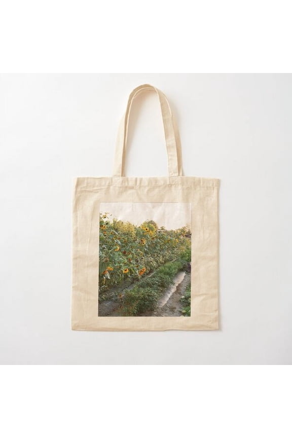 Row Of Sunflower Canvas Tote Bags, Reusable Shopping Bag