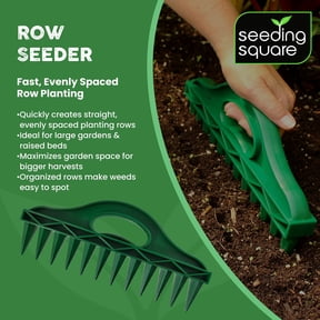The Row Seeder by Seeding Square Handheld Garden Tool for Precise Seed & Seedling Spacing in Rows & Seed Trays for Vegetables, Flowers & Herbs. Durable & Ergonomic