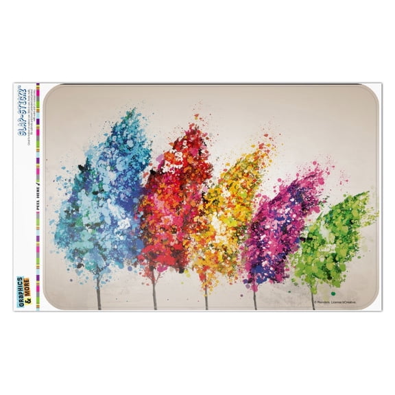 Row of Colorful Rainbow Trees Bending in the Wind Home Business Office Sign