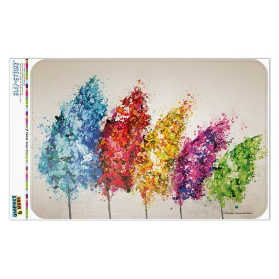 Row of Colorful Rainbow Trees Bending in the Wind Home Business Office Sign
