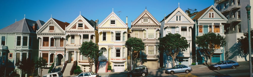 Row of Victorian homes San Francisco California Canvas Art - Panoramic Images (27 x 9)