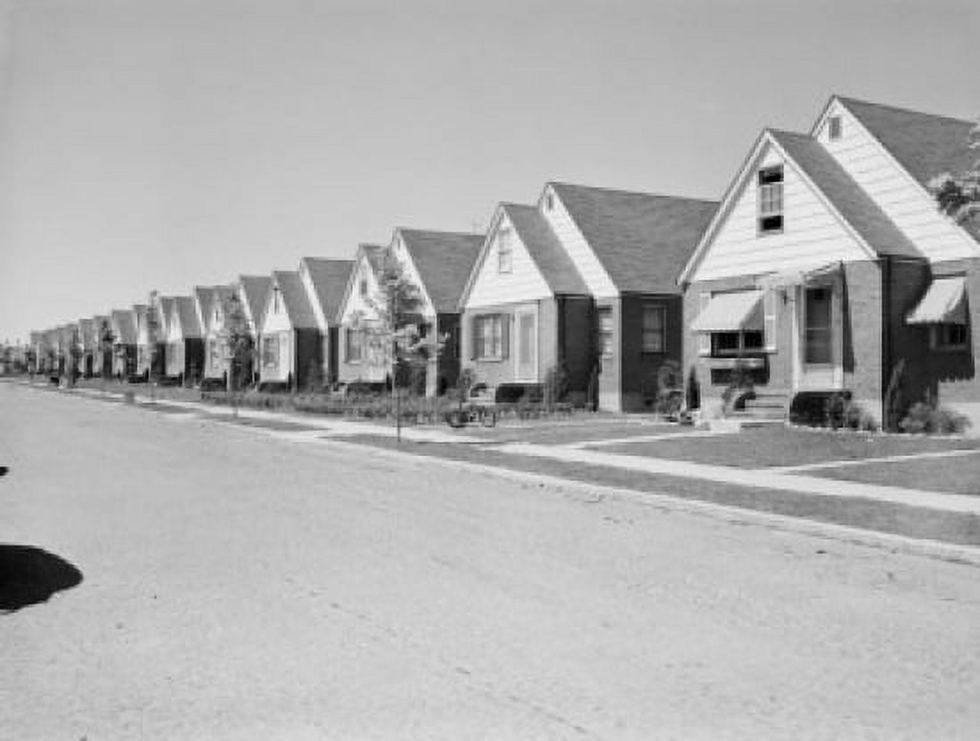 Row of suburban houses Canvas Art - (18 x 24)