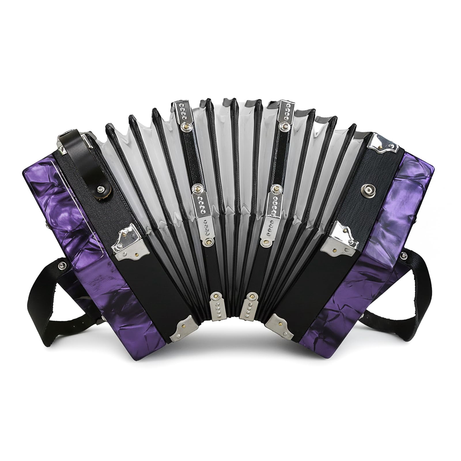 Rowadtim 20-Key Red Concertina Accordion for Adults, Professional Beginner Instrument with Adjustable Hand Straps and Full Accessories