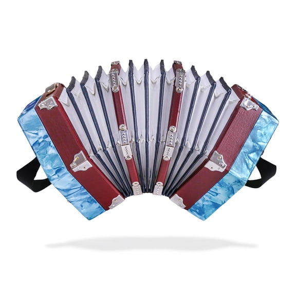 Rowadtim 20-Key Sky Blue Concertina Accordion for Adults, Professional Beginner Instrument with Adjustable Hand Straps and Full Accessories