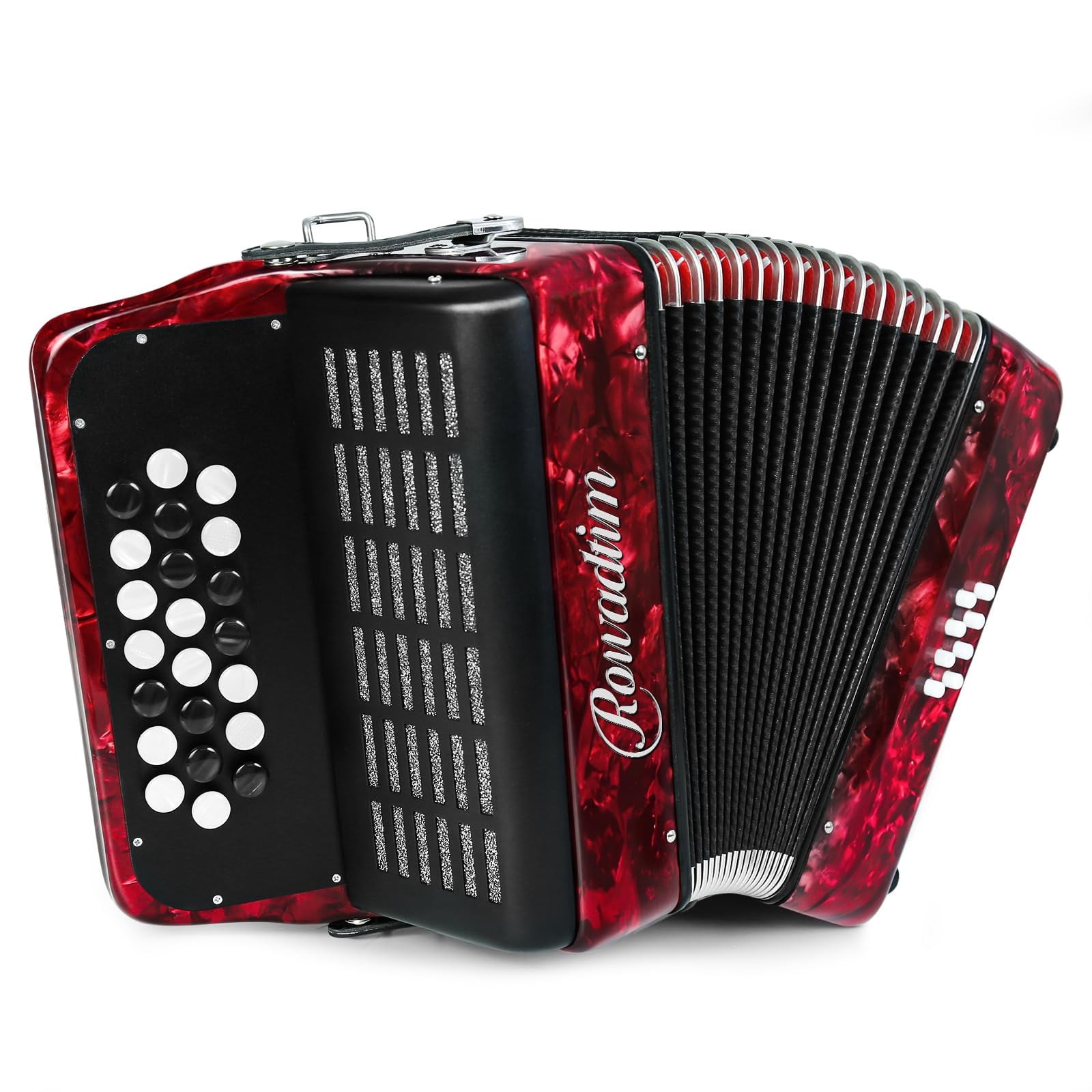 Rowadtim 22 Keys Accordion, 8 Bass Student Piano Accordions Suitable for Beginners and Students; Lightweight and Portable,  with  Backpack and Adjustable Straps (Red)