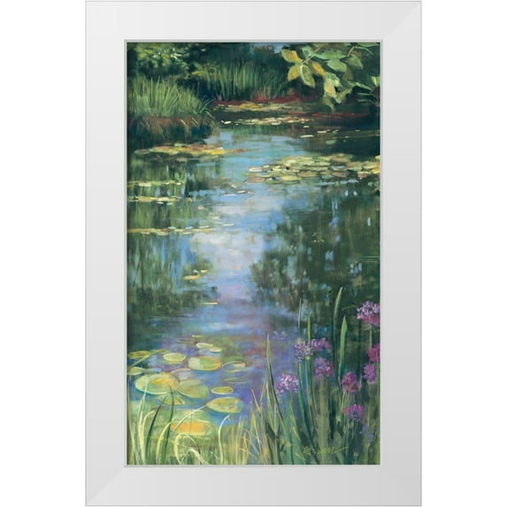 Rowan, Carol 10x14 White Modern Wood Framed Museum Art Print Titled - Garden Pond I