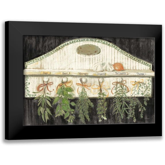 Rowan, Carol 14x11 Black Modern Framed Museum Art Print Titled - Herbs on Pegs Black