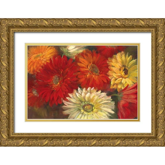 Rowan, Carol 14x11 Gold Ornate Wood Framed with Double Matting Museum Art Print Titled - Gerberas