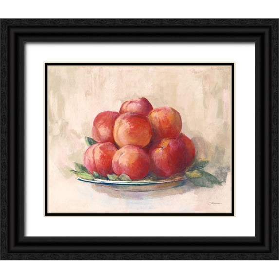 Rowan, Carol 14x12 Black Ornate Wood Framed with Double Matting Museum Art Print Titled - Ripe Peaches