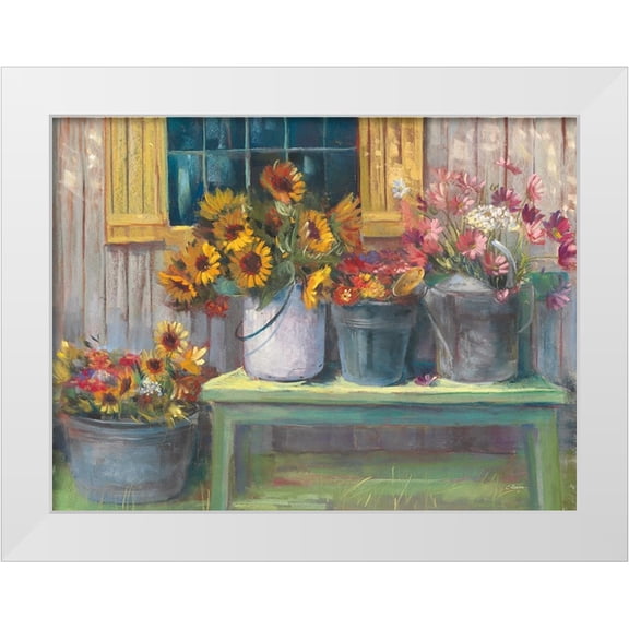 Rowan, Carol 14x12 White Modern Wood Framed Museum Art Print Titled - Green Bench