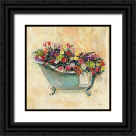 Rowan, Carol 15x15 Black Ornate Wood Framed with Double Matting Museum Art Print Titled - Bathtub Bouquet I