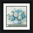 thumbnail image 1 of Rowan, Carol 15x15 Black Ornate Wood Framed with Double Matting Museum Art Print Titled - Blue Hydrangea Cottage Crop, 1 of 4