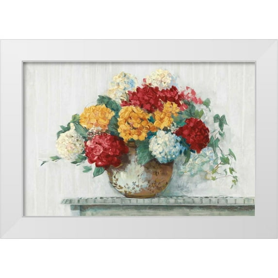 Rowan, Carol 18x13 White Modern Wood Framed Museum Art Print Titled - Fall Hydrangea Cottage Crop
