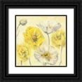 thumbnail image 1 of Rowan, Carol 20x20 Black Ornate Wood Framed with Double Matting Museum Art Print Titled - Gold and White Contemporary Poppies II, 1 of 4