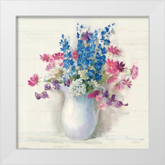 Rowan, Carol 20x20 White Modern Wood Framed Museum Art Print Titled - Ironstone Bouquet II Bright