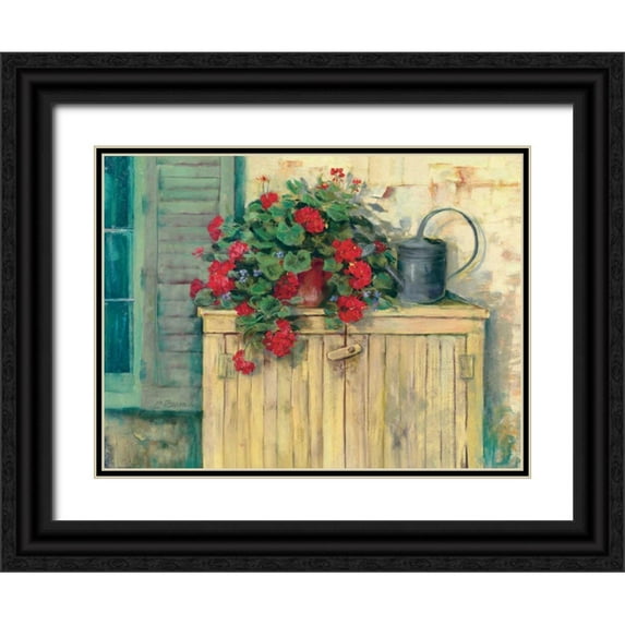 Rowan, Carol 24x19 Black Ornate Wood Framed with Double Matting Museum Art Print Titled - Gardeners Still Life