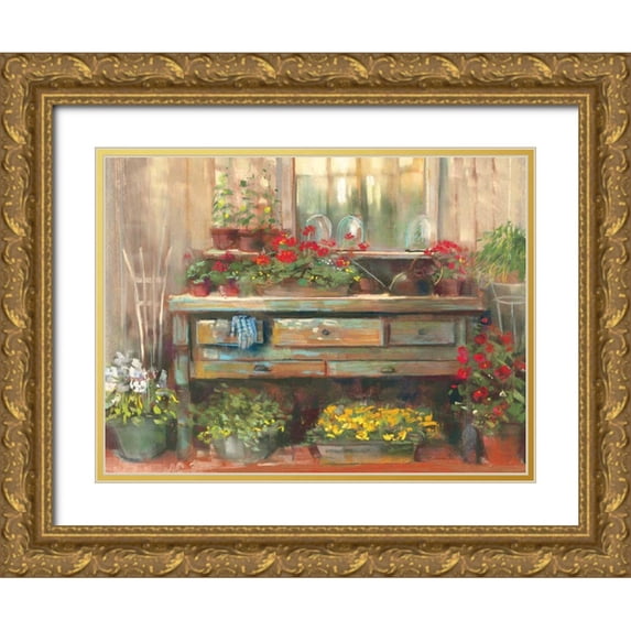 Rowan, Carol 24x19 Gold Ornate Wood Framed with Double Matting Museum Art Print Titled - Gardners Table