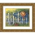 thumbnail image 1 of Rowan, Carol 24x19 Gold Ornate Wood Framed with Double Matting Museum Art Print Titled - Morning Glories on the Fence, 1 of 4