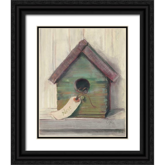 Rowan, Carol 26x32 Black Ornate Wood Framed with Double Matting Museum Art Print Titled - Birdhouse