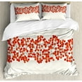 thumbnail image 1 of Rowan Duvet Cover Set, Border with Wild Red Mountain Ashes on Twigs Hand Painted Natural Art Print, Decorative 3 Piece Bedding Set with 2 Pillow Shams, King Size, Orange and Pearl, by Ambesonne, 1 of 3