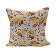 thumbnail image 1 of Rowan Fluffy Throw Pillow Cushion Cover, Ripe Rowan Bunch of Berries with Falling Dried Leaves Fall Nature Theme, Decorative Square Accent Pillow Case, 16" x 16", Pale Blue Yellow Red, by Ambesonne, 1 of 5