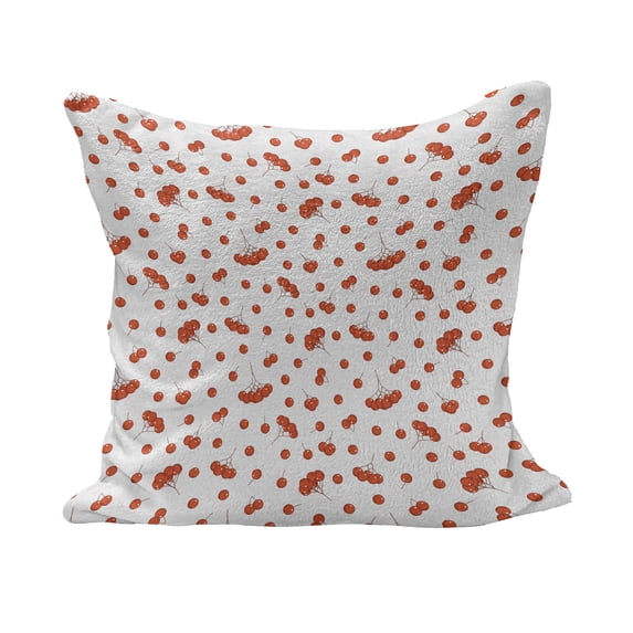 Rowan Fluffy Throw Pillow Cushion Cover, Tile Pattern with Juicy Ashberries in Graphic Style Vivid Fall Foliage Display, Rectangle Accent Pillow Case, 36" x 16", Scarlet White, by Ambesonne