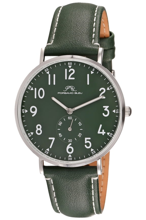Rowan Genuine Leather Silver Tone and Green Men's Watch 1471EROL