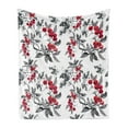 thumbnail image 1 of Rowan Soft Flannel Fleece Throw Blanket, Abstract Modern Garden Theme with Rowan Plant Botanical Pattern Design, Cozy Plush for Indoor and Outdoor Use, 50" x 60", Ruby Grey Black, by Ambesonne, 1 of 5