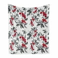 thumbnail image 1 of Rowan Soft Flannel Fleece Throw Blanket, Abstract Modern Garden Theme with Rowan Plant Botanical Pattern Design, Cozy Plush for Indoor and Outdoor Use, 60" x 80", Ruby Grey Black, by Ambesonne, 1 of 5
