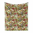 thumbnail image 1 of Rowan Soft Flannel Fleece Throw Blanket, Mixed Pattern of Rural Wild Flowers Leaves and Berries Rustic Composition, Cozy Plush for Indoor and Outdoor Use, 70" x 90", Multicolor, by Ambesonne, 1 of 6