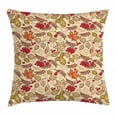 thumbnail image 1 of Rowan Throw Pillow Cushion Cover, Fall Season Themed Mixed Pattern with Maple Birch Oak Autumn Leaves and Ashberries, Decorative Square Accent Pillow Case, 18 X 18 Inches, Multicolor, by Ambesonne, 1 of 2