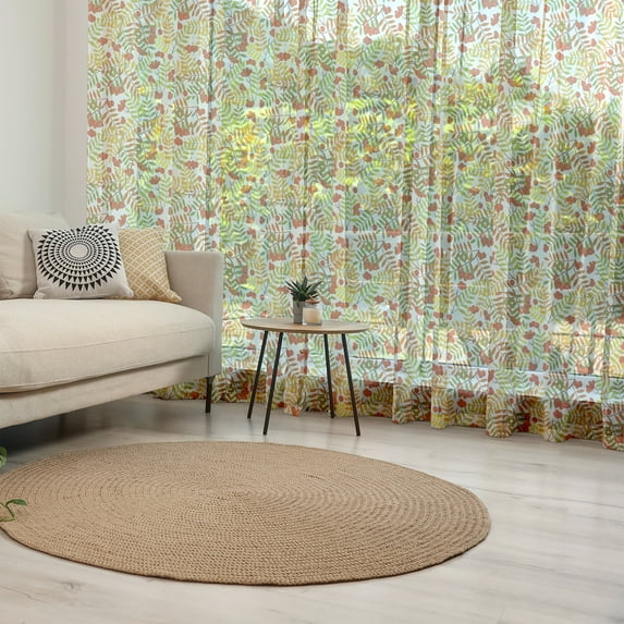 Rowan Tulle Curtains with Rod Pocket, Wilderness Rural Nature Theme in Autumn Season Rowan Flora Plant Shrubs, Sheer Drape for Wedding Party 2 Panels, 7 Sizes, Green Orange Yellow, by Ambesonne